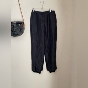 Vintage Richard Malcolm Black Silk Front Slit Capri Pants, Size 6